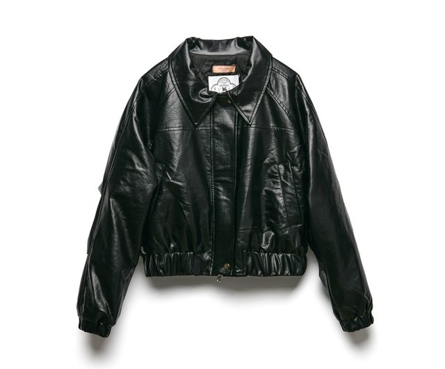 LINE) ノーカラークロップレザージャケット - ショップ