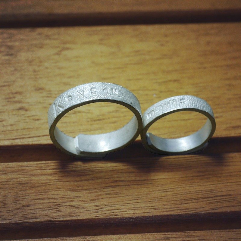 Brick - Couple Rings - Lovers' Ring - Custom Hand Stamped - Open Ring - แหวนคู่ - เงินแท้ สีดำ
