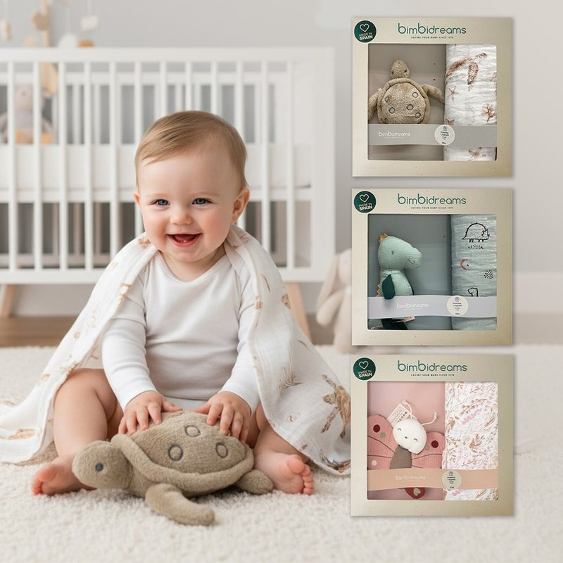 【bimbidreams】竹纖維紗布包巾+玩偶禮盒 120x120cm/萬用巾 - 哺乳巾 - 棉．麻 多色