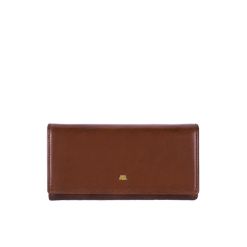 【SOBDEALL】Vegetable tanned leather butterfly frame long clip - Wallets - Genuine Leather Brown