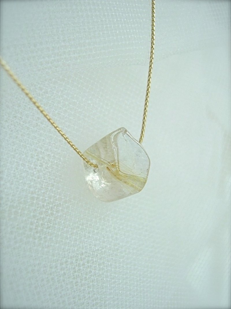Rutile quartz large one-piece necklace / 1.5 cm - Necklaces - Gemstone Gold