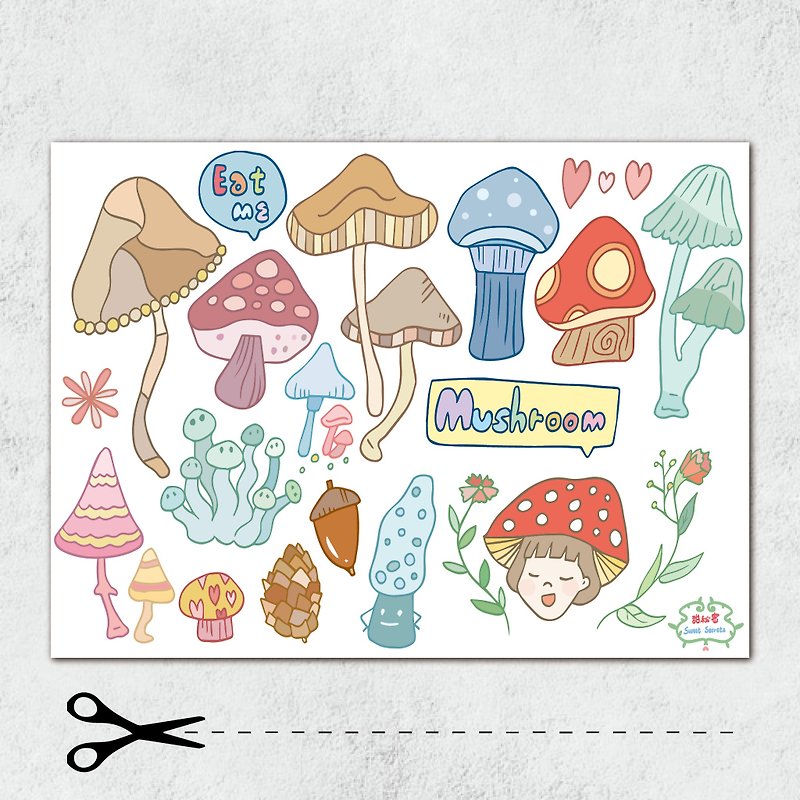小蘑菇世界/自己剪貼紙 - 貼紙 - 紙 