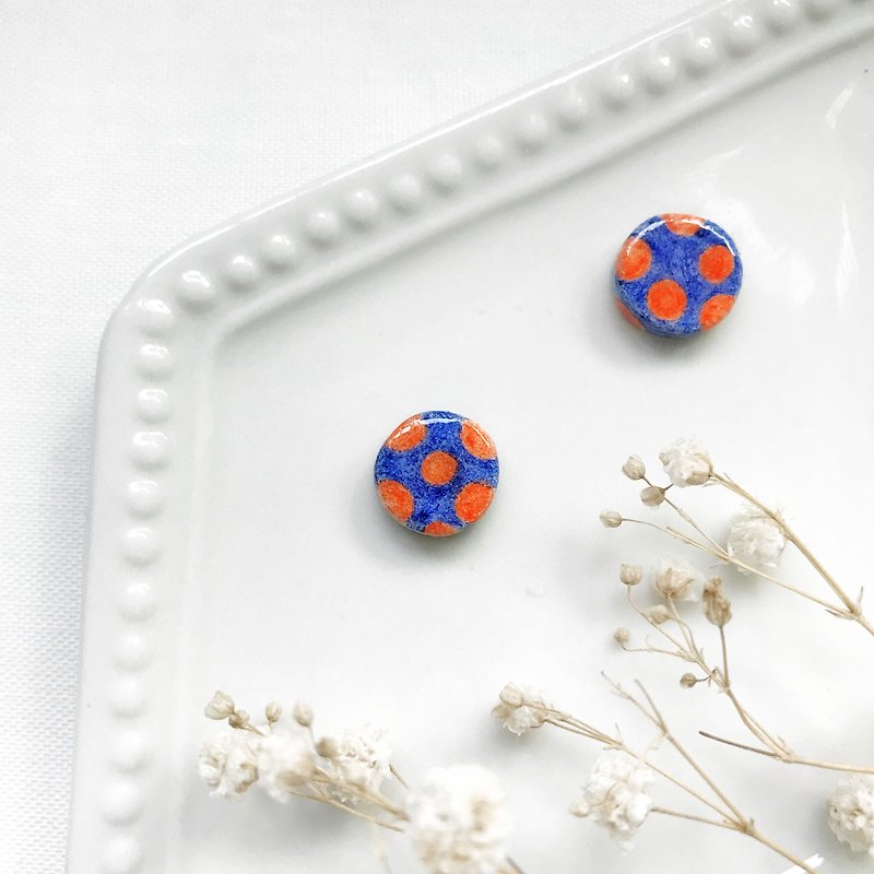 Geometric dot hand made / hand-painted earrings - Earrings & Clip-ons - Other Materials Multicolor
