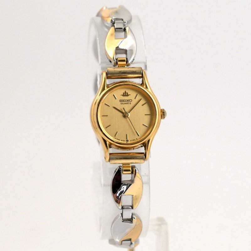SEIKO 女款石英錶 2Y01-0A10 金色錶盤 雙色錶帶 手錶 古董錶 復古手錶 - 女錶 - 不鏽鋼 金色