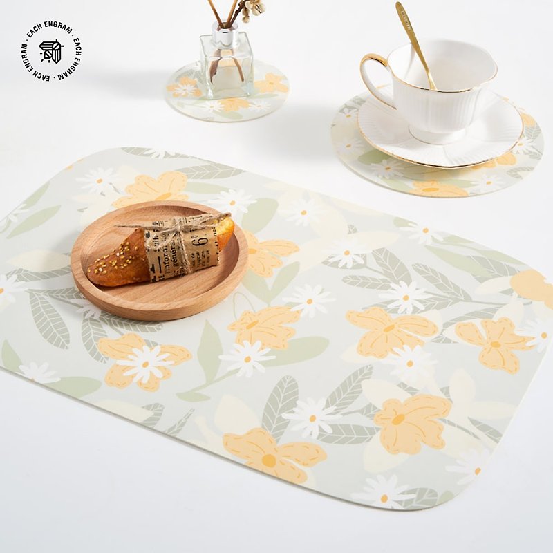 Small fresh placemat, oil-proof and waterproof insulation mat, lazy garden camping picnic, literary floral table mat, flower coaster - Place Mats & Dining Décor - Waterproof Material 
