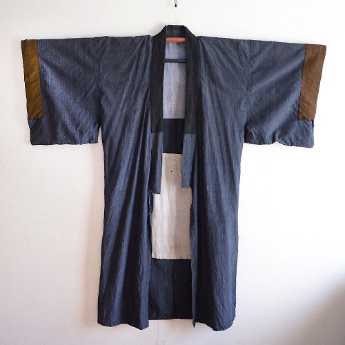 nambashouten 靛藍染色和服長袍日本復古條紋圖案昭和