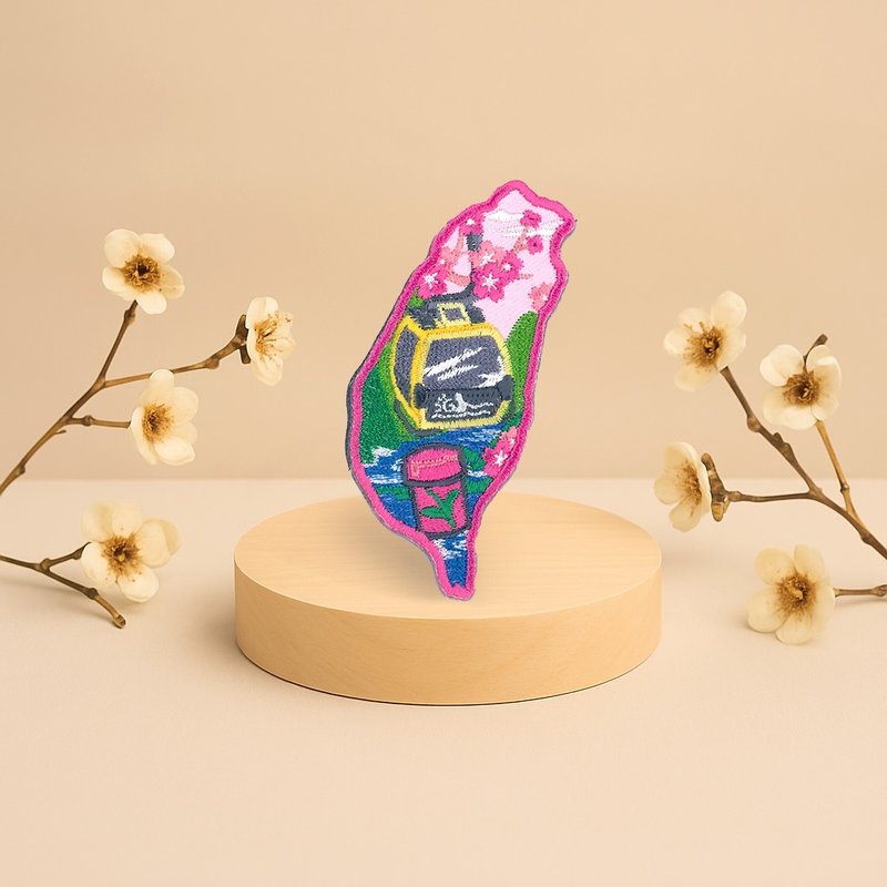 【台灣特色】南投 | 刺繡磁鐵 | 禮物 | 文創 | 紀念品 - 磁鐵 - 繡線 粉紅色