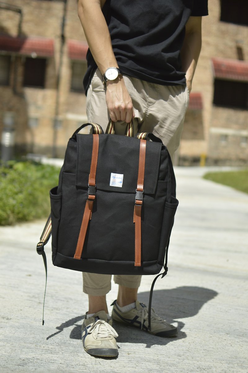 黑色旅行背包、男女通用筆記本電腦背包、學校背包 - Carter 308 - 背囊/背包 - 防水材質 黑色