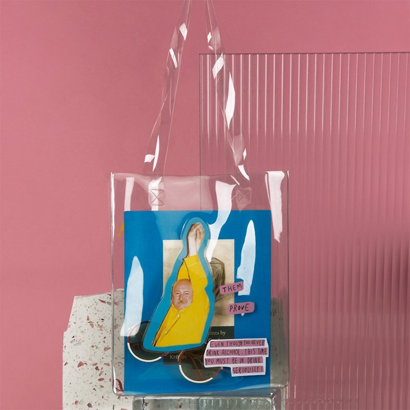 YIZISTORE PVC Transparent Printed Shoulder Bag Backpack Casual Shopping Bag - กระเป๋าถือ - วัสดุอื่นๆ 