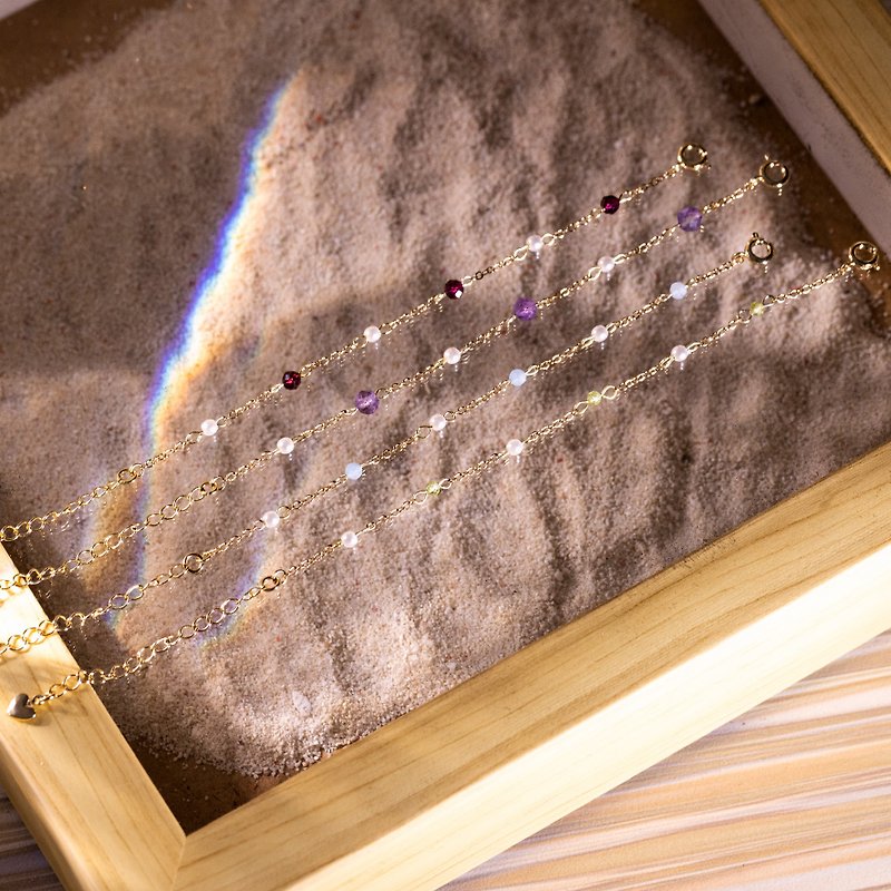 【Birthstone・January-April】Crystal Bracelet│ Stone・Amethyst・Aquamarine・Stone - Bracelets - Gemstone Multicolor