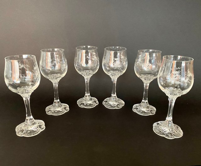 Vintage Set of 4 Cut Crystal German Wine Glasses