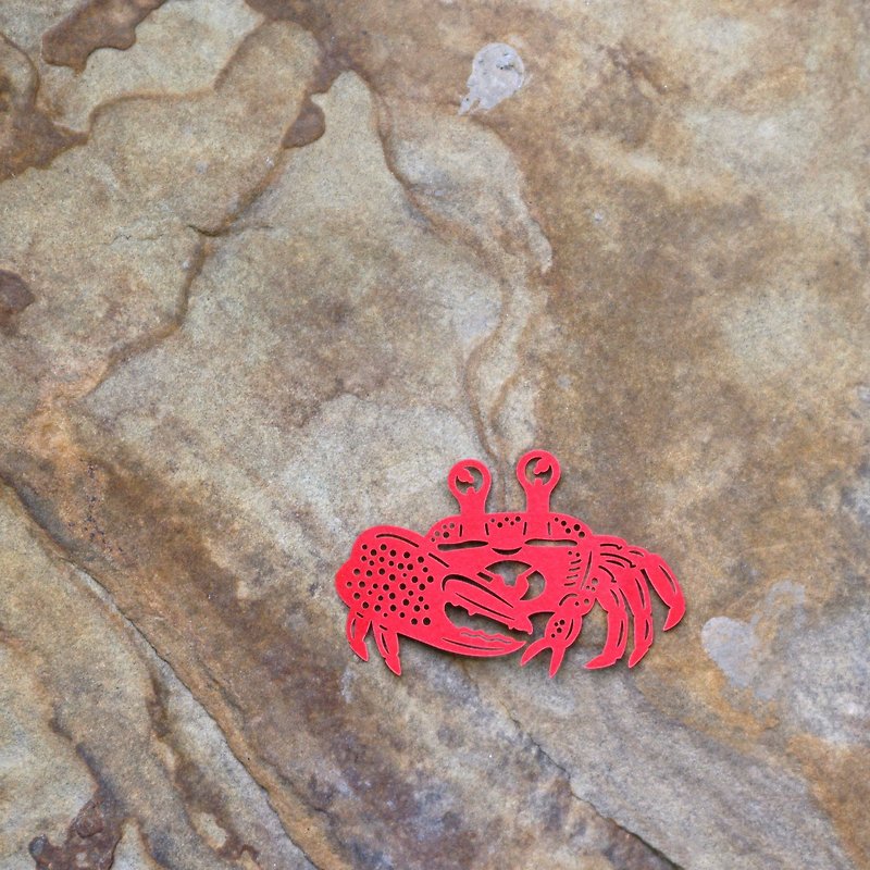 Mai Mai Zoo-Arc Edge Fiddler Crab Paper Carving Bookmark | Cute Animal Healing Small Things Stationery Gifts - Bookmarks - Paper Red