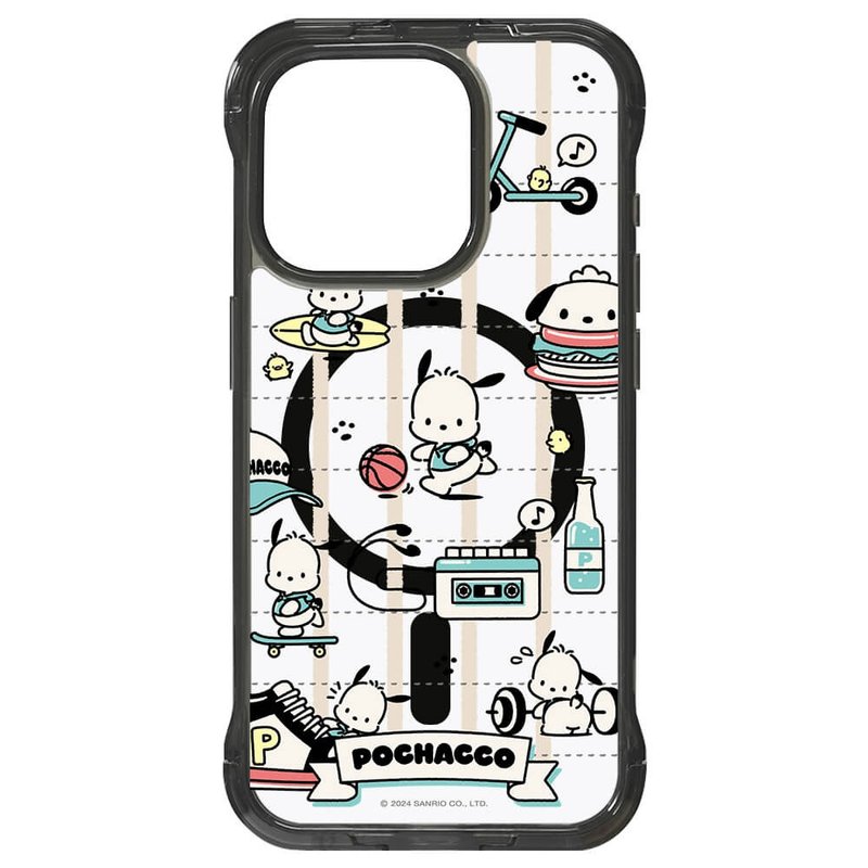 Pacha Dog Exercise Plan Lazy Stand [Magnetic Transparent Black] iPhone 16 15 14 Pro Max - เคส/ซองมือถือ - วัสดุอื่นๆ สีใส