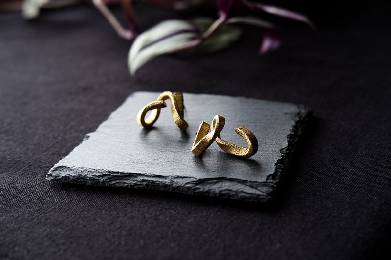 Winding ~ Ethical Earrings | Japanese silk threads - Earrings & Clip-ons - Silk Black