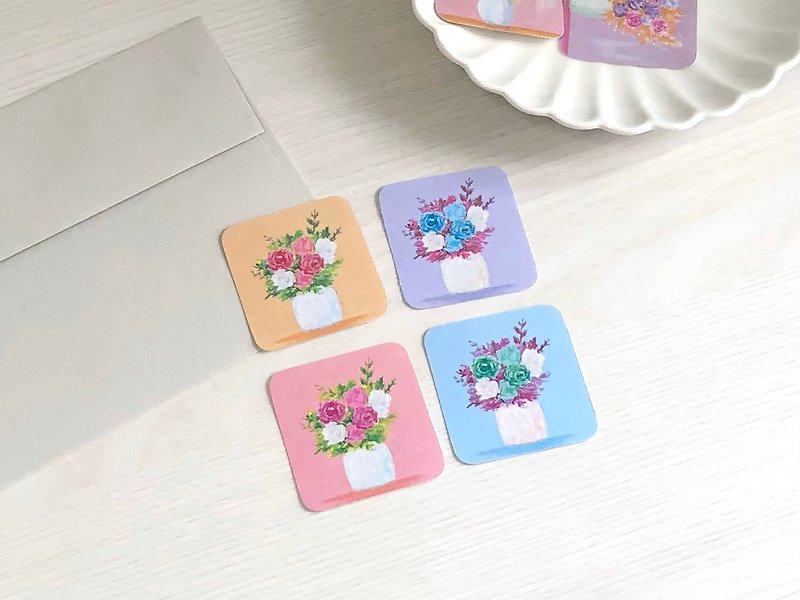 1/ Blooming Flowers, bycolaa sticker set (8 pieces) - สติกเกอร์ - วัสดุกันนำ้ 