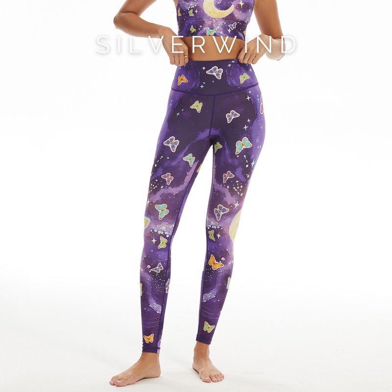 【SILVERWIND】日光花園印花高強緊身褲速乾跑步健身瑜伽褲子 - 女運動褲/機能褲 - 環保材質 多色