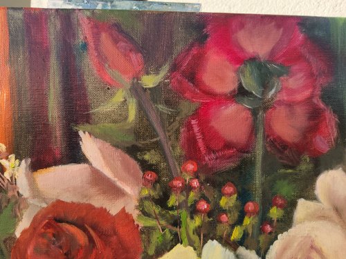 バラの絵画 静物画 オリジナルアート バラの風景画 花 ウォール