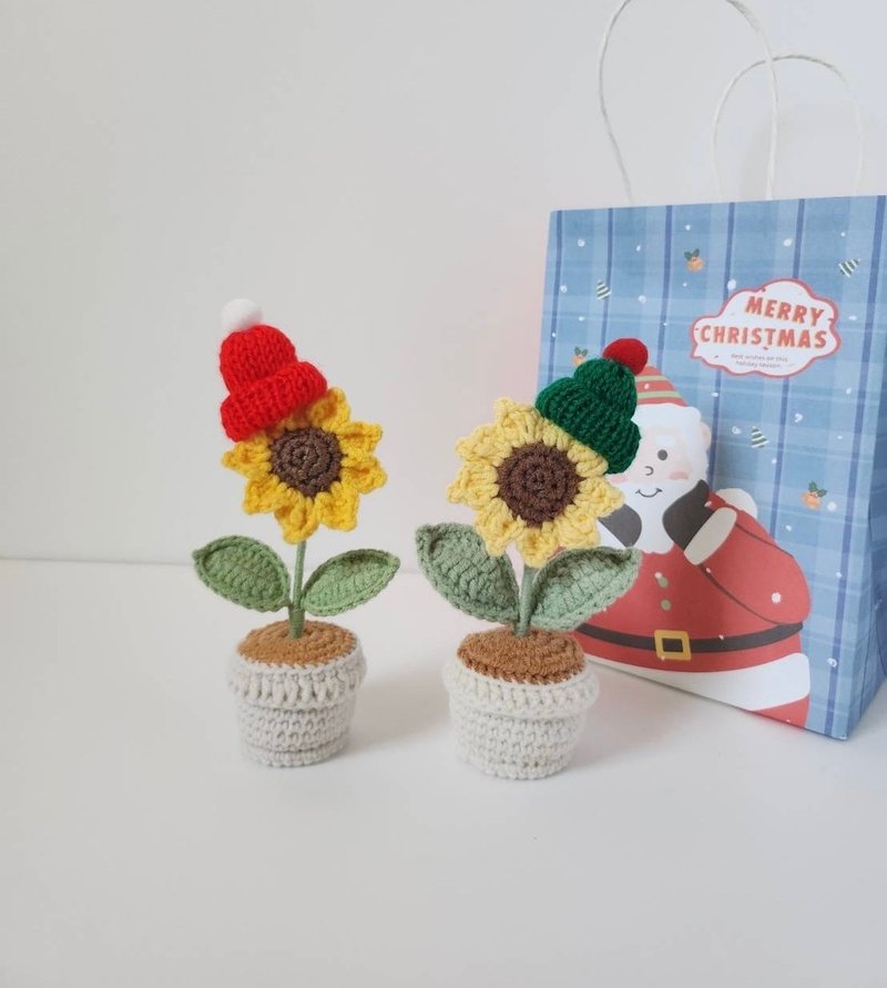 [Christmas Gift] Knitted Sunflower Potted Winter Limited Edition Hat Exchange Gift - Plants - Cotton & Hemp 