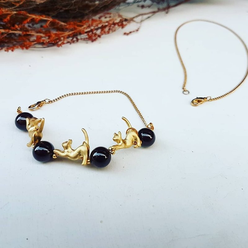 2018 natural black ore cat modeling necklace _ hand necklace activity dual-use design section 1plus1 series - Bracelets - Jade Black