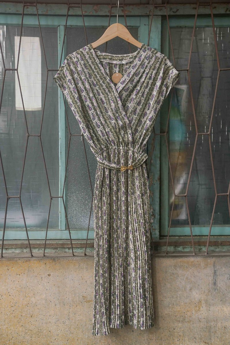 Innocence Department Store Vintage Vintage Dress Forest Straight Amoeba Dress - ชุดเดรส - เส้นใยสังเคราะห์ หลากหลายสี