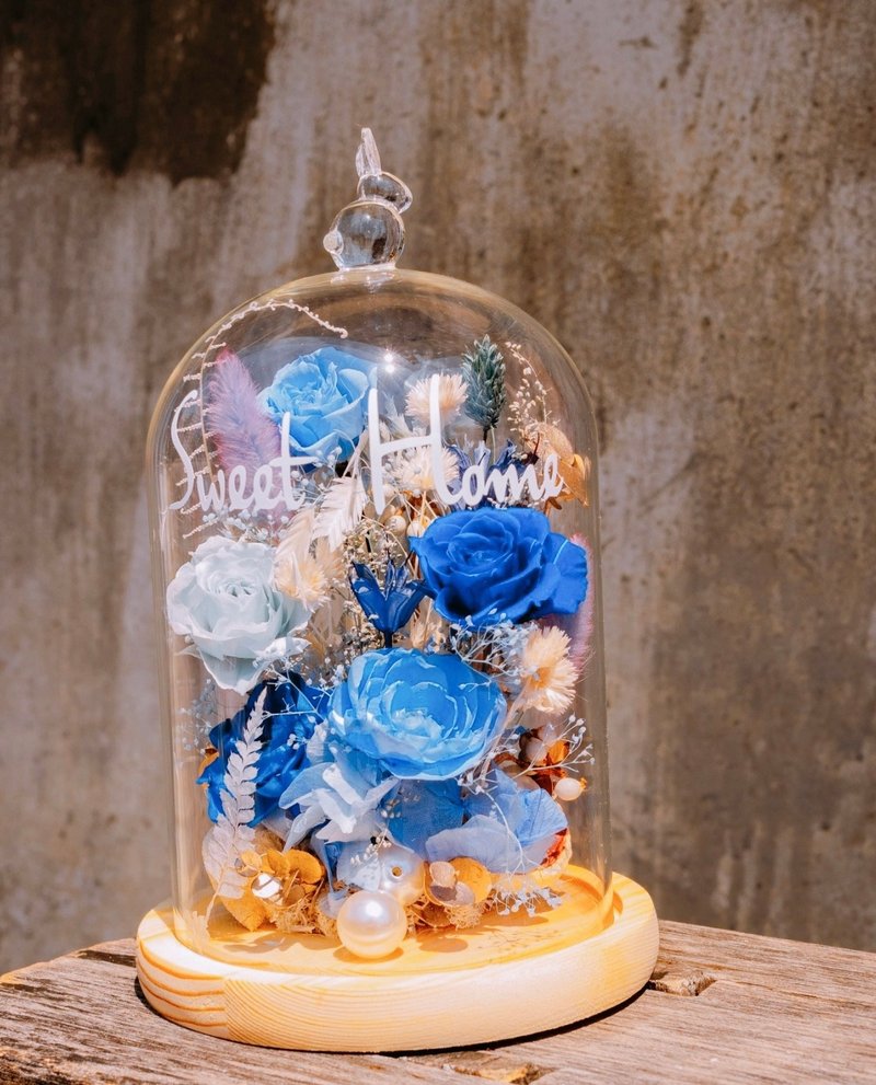 Sweet Home永生花玻璃盅 喬遷禮物 永生花玻璃盅 畢業 母親姊 - 乾燥花/永生花 - 植物．花 藍色