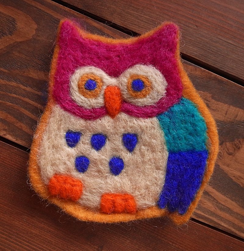 Cup coasters Felt coasters Animal Owl - Coasters - Wool Multicolor