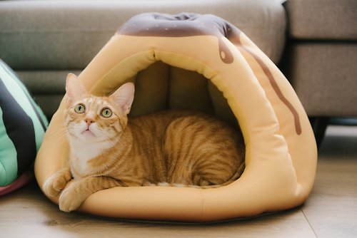Lucky Me 寵物設計 大暖屋- 焦糖布丁 貓窩 寵物床 寵物睡墊