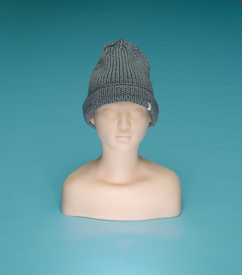 Plain - gray OTB003 hand-woven wool cap - Hats & Caps - Cotton & Hemp Gray