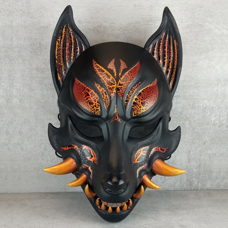 Kitsune (Ōkami) Fire Mask - 口罩/口罩收納套 - 塑膠 白色