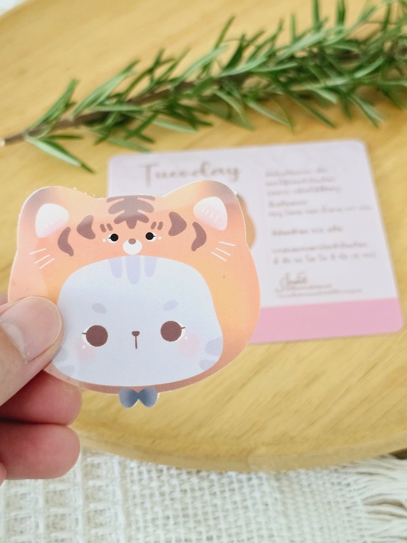Amulet stickers with a cat design for Tuesday. - 貼紙 - 塑膠 粉紅色