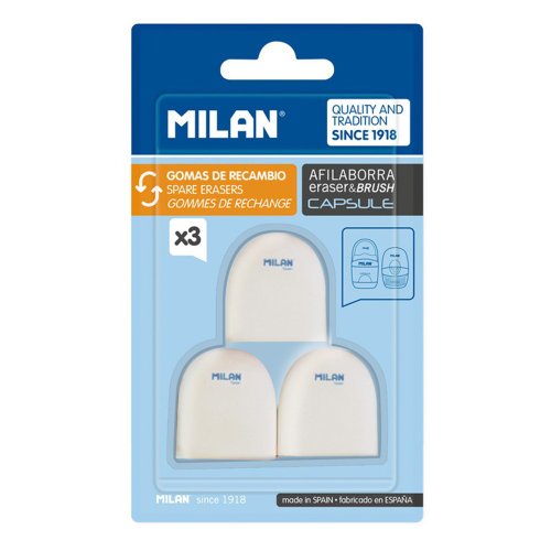 MILAN 西班牙百年經典文具 MILAN太空膠囊橡皮擦 補充包(3入)