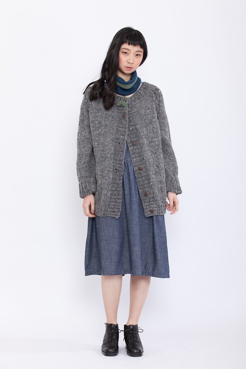 Warm winter wool knit jacket _ fair trade - สเวตเตอร์ผู้หญิง - ขนแกะ สีเทา