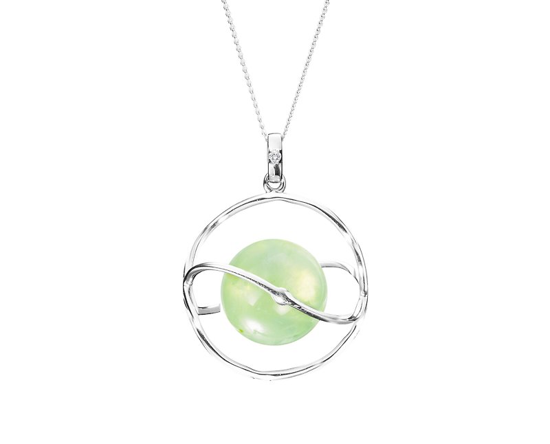 Peridot Planet Necklace, 14k Green Gemstone Pendant, August Birthstone Necklace - สร้อยคอทรง Collar - เครื่องประดับ สีเขียว