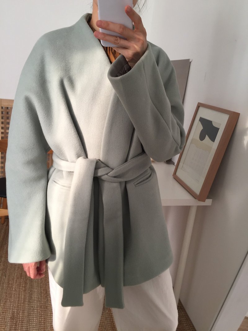 Ishiji Kimono Jacket Matcha green kimono wool short coat