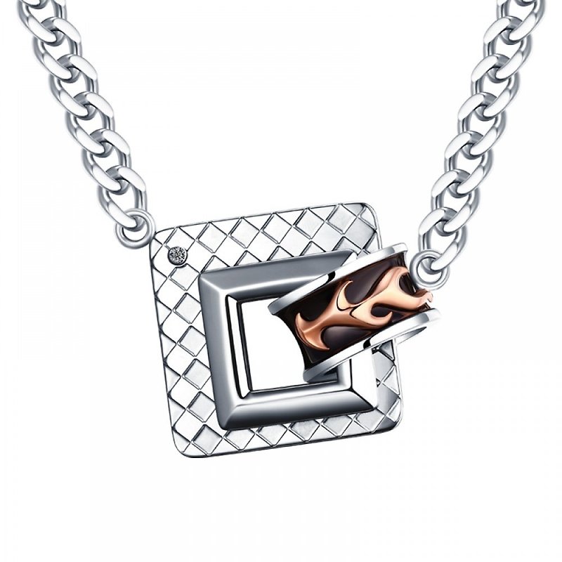 メンズ ネックレス ダイヤモンド 14K ゴールド ホワイトスチール ネックレス KOR。 - ネックレス - ダイヤモンド シルバー