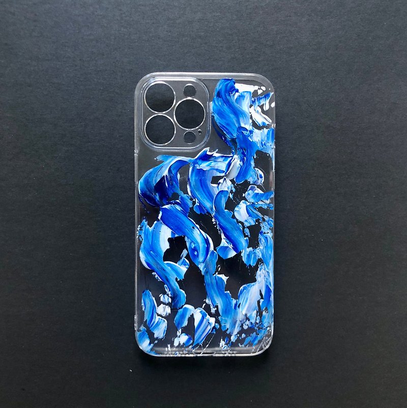 壓克力 其他 藍色 - Acrylic 手繪抽象藝術手機殼 | iPhone 13 Pro Max |  Blue Sky