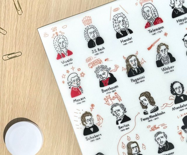 50人のミュージシャンの落書き】クラシック音楽ギフト | - ショップ
