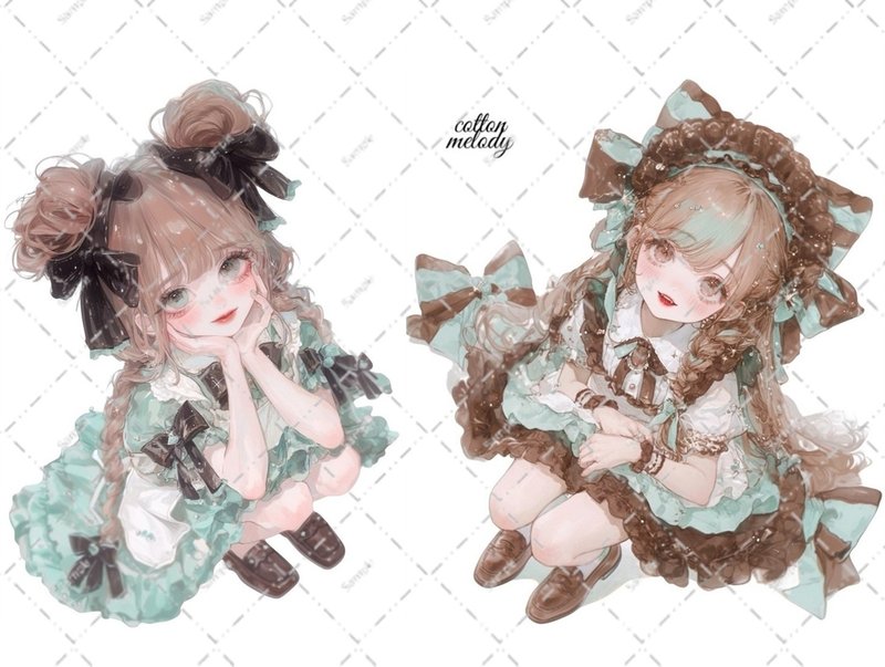 original sticker no.6804 人物ステッカー オリジナルステッカー 人物ステッカー 女の子ステッカー オリジナル人物ステッカー - 貼紙 - 紙 
