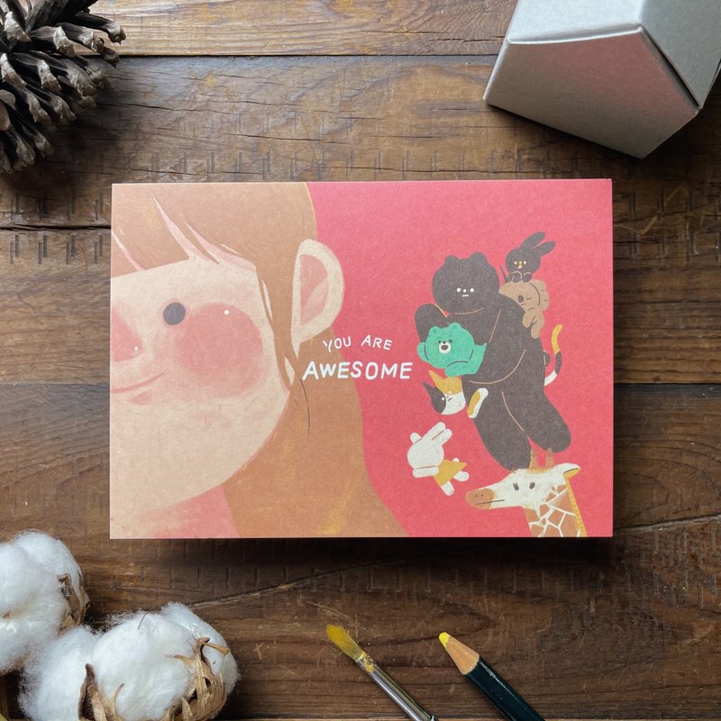 Illustration postcard - You are awesome - การ์ด/โปสการ์ด - กระดาษ สีแดง