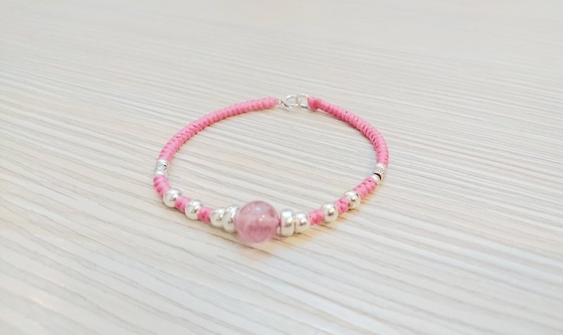 925 sterling silver wax bracelet gemstone bracelet natural strawberry crystal - Bracelets - Gemstone 