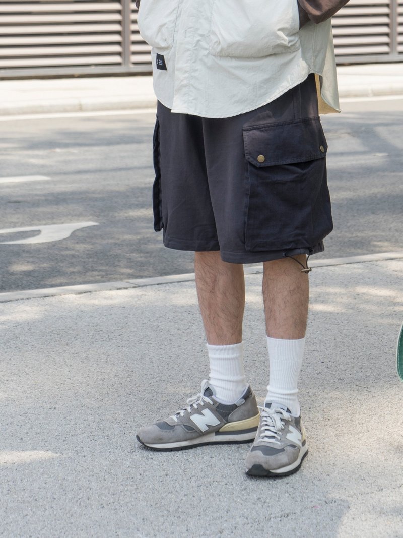 重磅面料洗水造舊工裝短褲衛褲 寬松潮流 Cargo shorts - 男短褲/工作短褲 - 棉．麻 