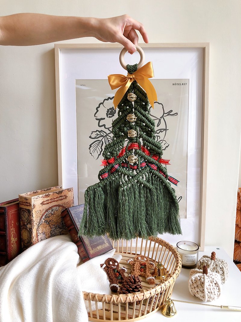 浪漫編織聖誕樹DIY材料包 - 編織/刺繡/羊毛氈/縫紉 - 棉．麻 綠色