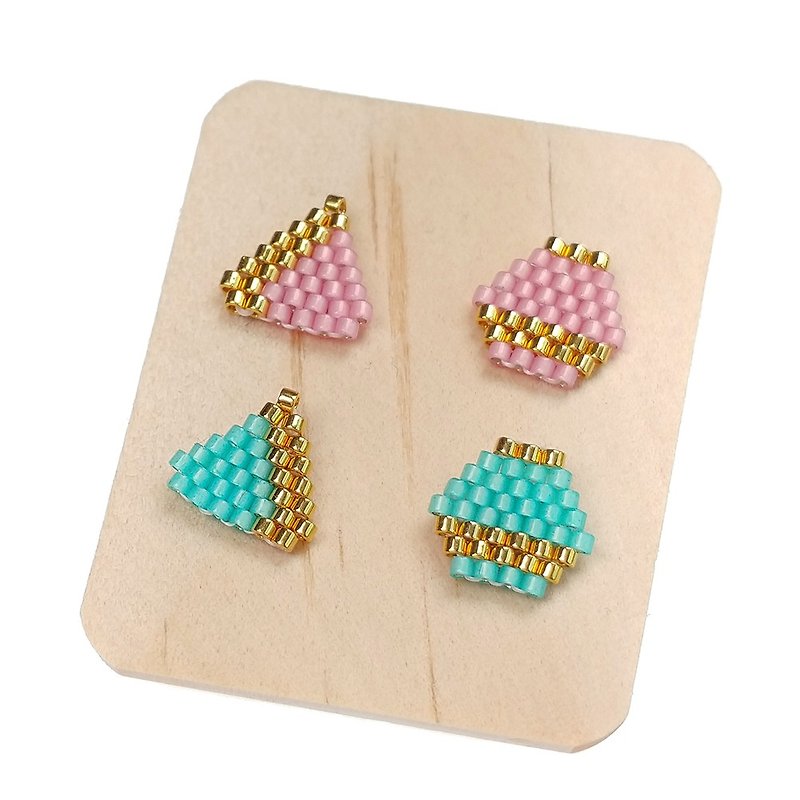 Stud Earrings Set of 2, beautiful and fun shapes - Earrings & Clip-ons - Other Materials Multicolor