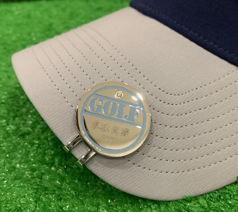 不鏽鋼 運動配件 銀色 - 【FulgorJewel】高爾夫球標 客製專屬球標 磁吸式帽夾 GOLF藍色款