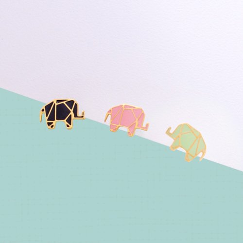Little OH! 手工飾品 幾何摺紙 大象 動物 耳環 耳夾 生日禮物