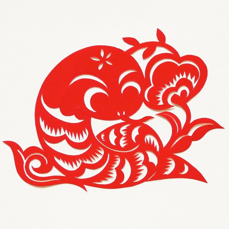 Kirigami Etomi Twelve Chinese Zodiac Snake - โปสเตอร์ - กระดาษ สีแดง