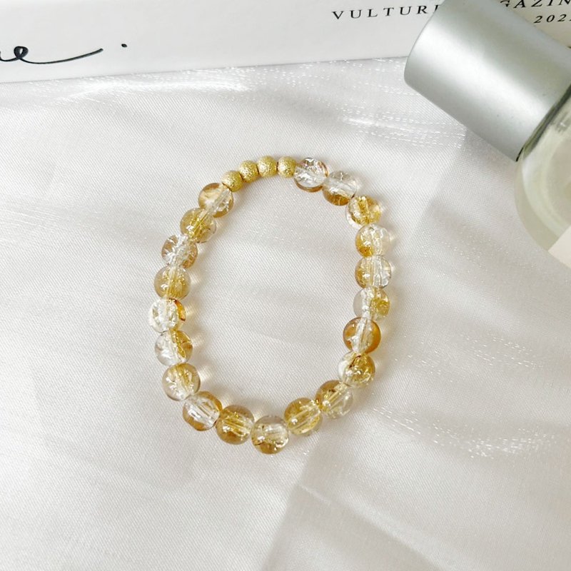 [Lily Zooey] Moon White Streaming Light | Ice Cracked Glass Bead Bracelet - Bracelets - Colored Glass 