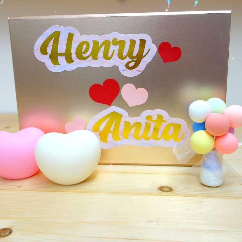 【Customized LOVE Gift Box】Talking Light Rose Gold Gift Box-Handmade Custom Bronzing Text Sticker - Storage & Gift Boxes - Paper Gold