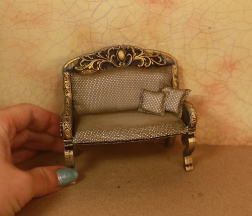 DollhouseKristi Miniature sofa for a dollhouse in 1:12 scale. For doll House.