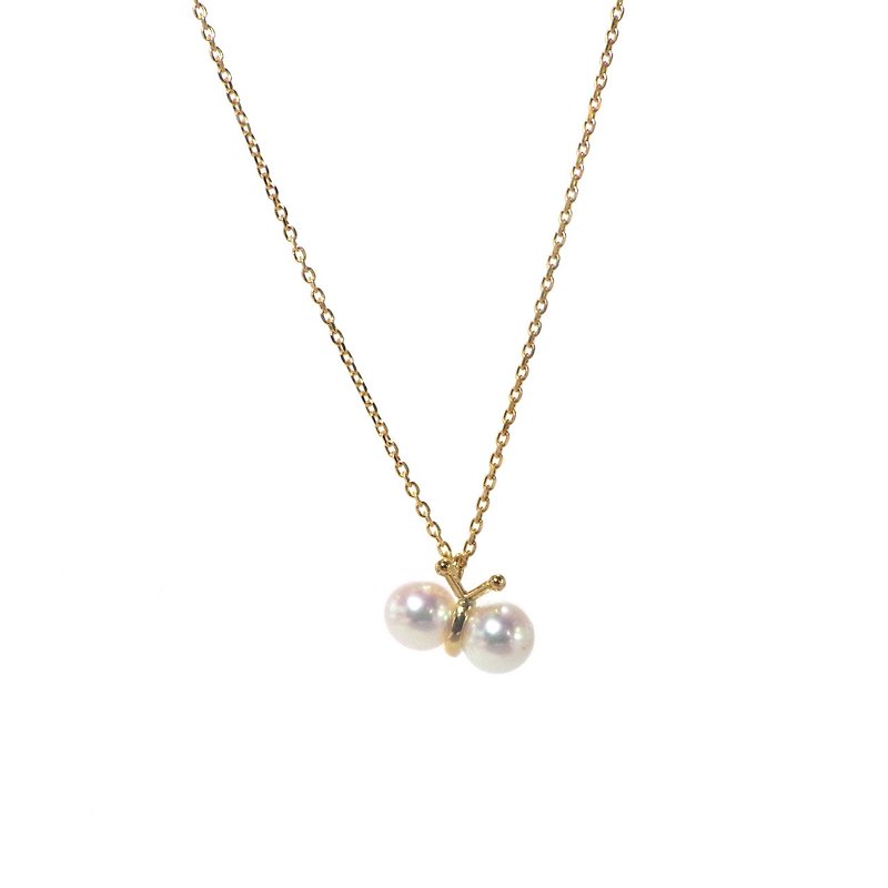 Japanese Akoya pearl pendant necklace Butterfly 18K - สร้อยคอ - ไข่มุก 
